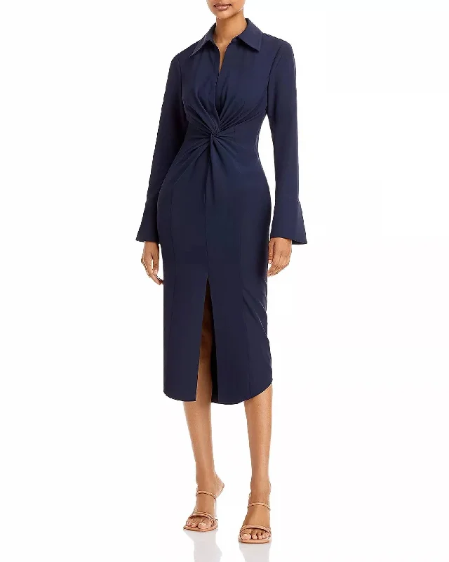 Women's Timeless Attire Celebrate With Big Savings Mckenna Twist Front Midi Dress In Navy Blue