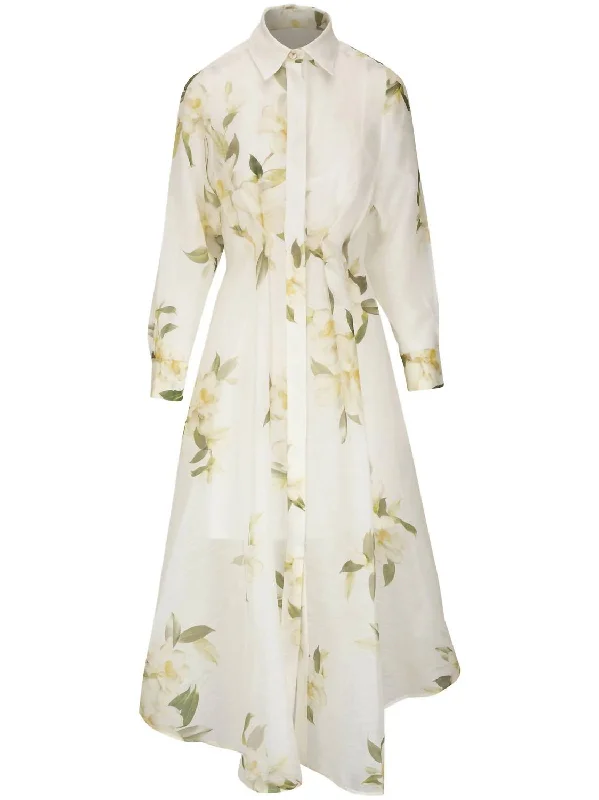 Casual Clothes For Women Limited - Time Bundle Harmony Draped Shirt Midi Dress In Ivory Magnolia