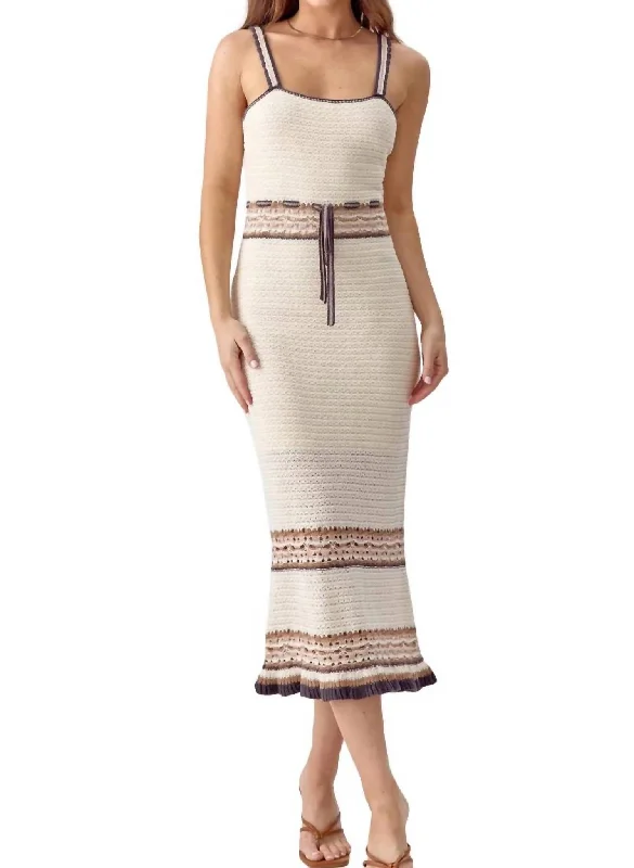 Stylish Clothes For Women Mid - Week Surprise Brooklyn Crochet Midi Dress In Natural/black