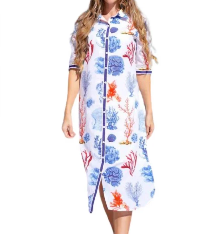 Women's Holiday Clothes Update With Cottagecore Styles Ibiza Midi Dress In Blue Coral