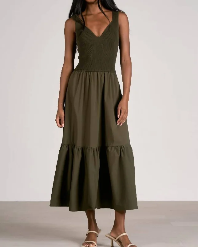 Women's Plus-Size Attire Save On Inspired Styles Sadie Midi Dress In Olive