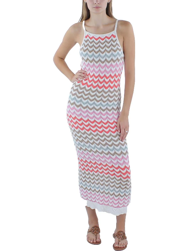 Women's Luxury Attire Clearance Event Camille Womens Crochet Striped Midi Dress