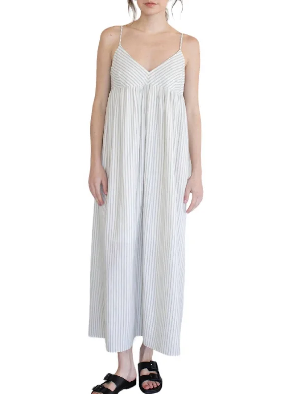 Women's Evening Garments Summer Essentials Pinstripe Midi Dress In Ivory/black