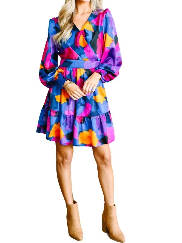 Women's Layered Outfit Unbeatable Prices Long Sleeve Mini Dress In Purple