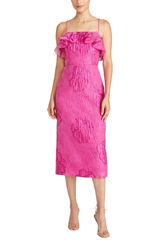 Stylish And Comfortable Clothing For Women Celebrate With Big Savings Cynthia Jacquard Midi Dress In Bright Pink