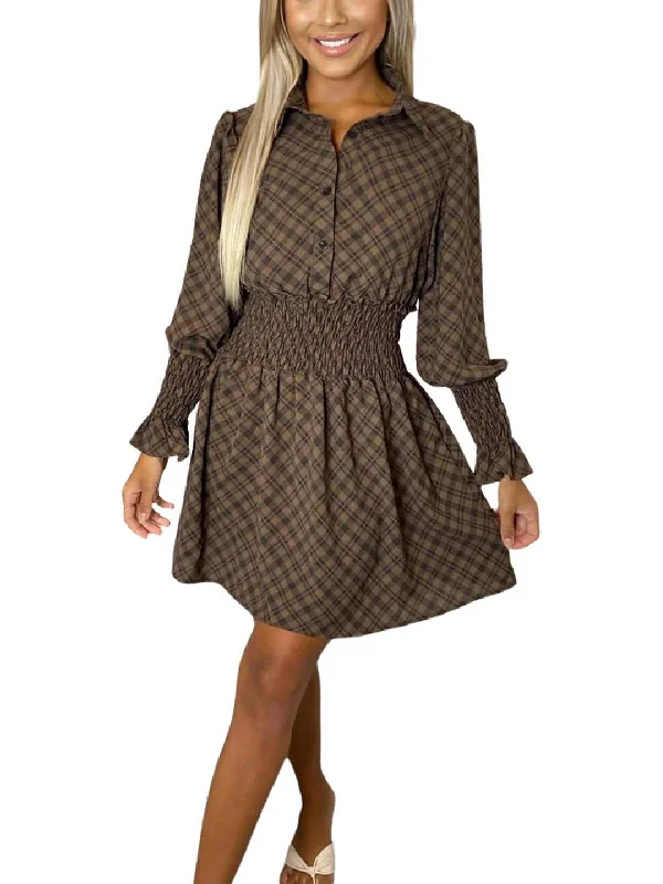 Fashionable Women's Casual Apparel Limited Quantities Womens Smocked Short Mini Dress