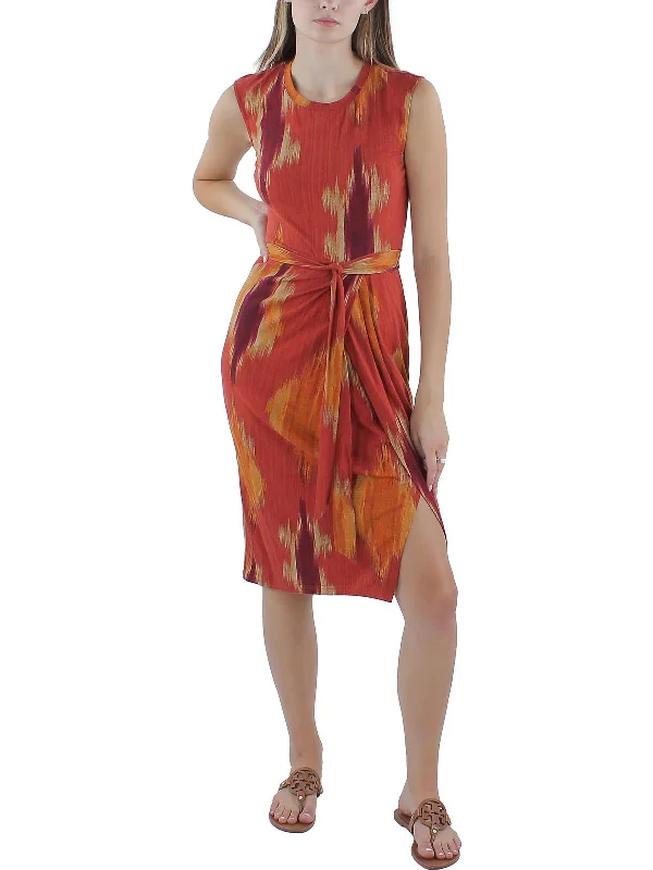 Women's Luxury Garments Trendy Styles Womens Printed Belted Midi Dress