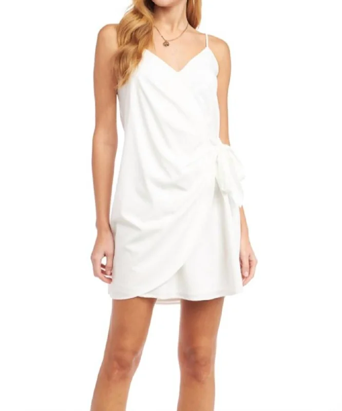 Women's Stylish Outdoor Outfit Buy More, Save More Wrap Tie Mini Dress In Off White