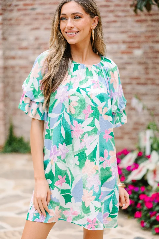 Women's Travel Apparel Limited Quantities Take Me Away Green Floral Shift Dress