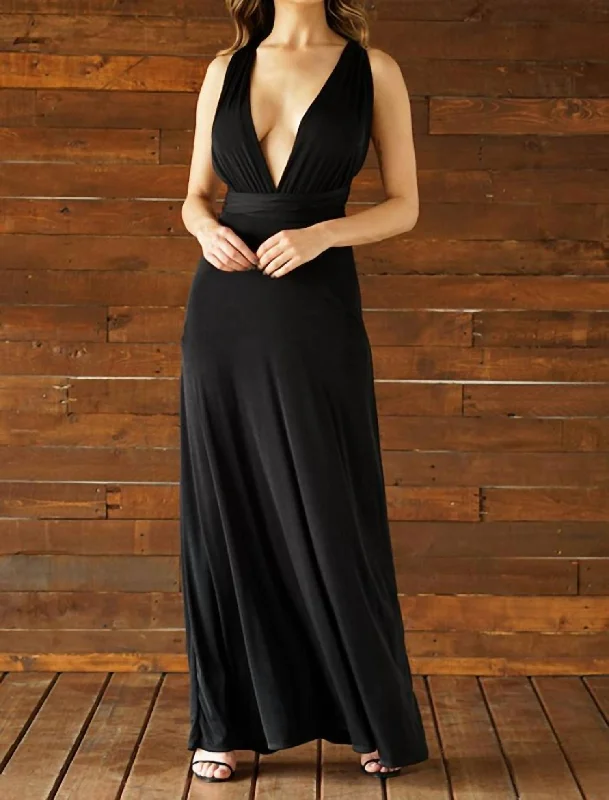 Classic Women's Clothing Styles Stylish Savings Convertible Maxi Dress In Black