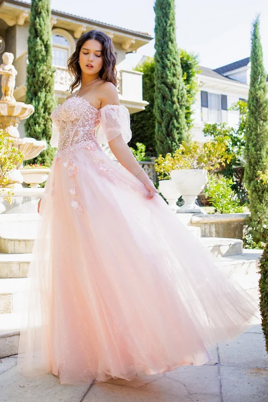 Women's Transitional Outfit Seasonal Fashion Puff-Sleeve Long Sweetheart Prom Ball Gown 8042J