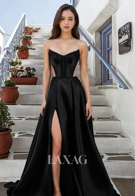 Women's Casual Outfit Stylish Looks A-Line V-Neck Sleeveless Off-Shoulder Prom Dress Pleated Cutout Satin Formal Party Gowns