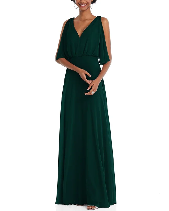 Affordable Trendy Clothes For Women Fashion-Forward After Six V-Neck Split Sleeve Blouson Bodice Maxi Dress