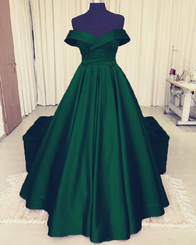 Women's Holiday Outfit Style Upgrade ball gown off the shoulder green prom dresses long evening gown   cg14952