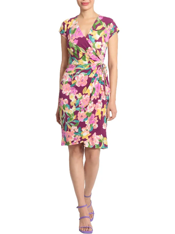 Women's Holiday Attire Budget-Friendly Fashion Womens Floral V-Neck Wrap Dress