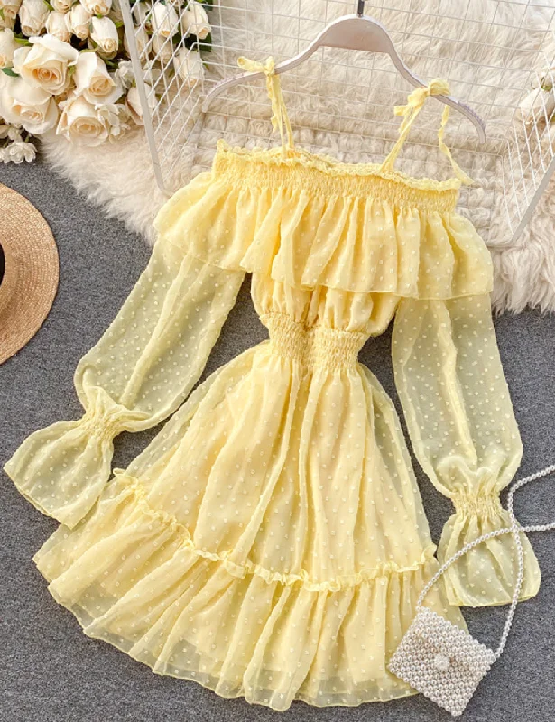 Women's Elegant Clothing Sets Evening Looks Lovely tulle long sleeve dress     S77