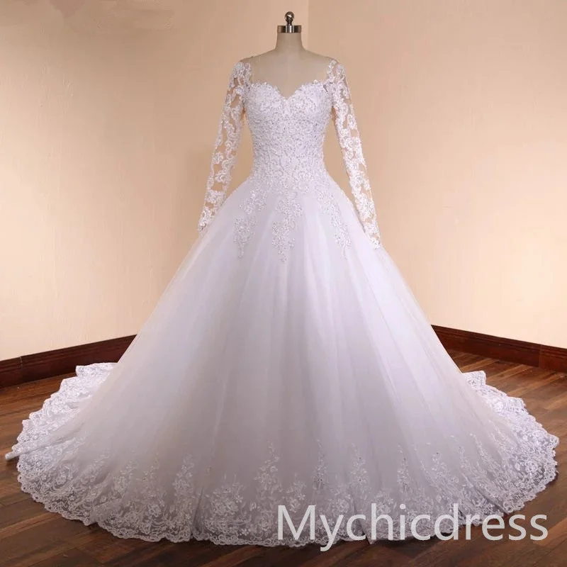 Tailored Clothing For Women Latest Fashion A Line Lace Appliques Vintage Wedding Dresses with Pearls