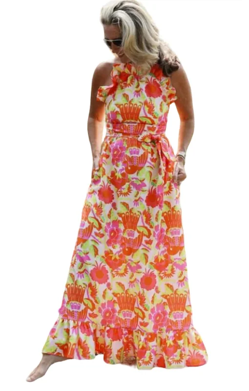 Women's Comfy Attire For Lounging Spring Fling Sale Dove Maxi Dress In Falconer Sunburst