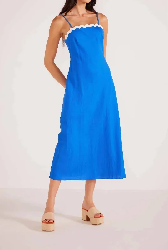 Stylish Women's Outerwear Apparel Mother'S Day Special Florence Rick-Rack Midi Dress In Cobalt