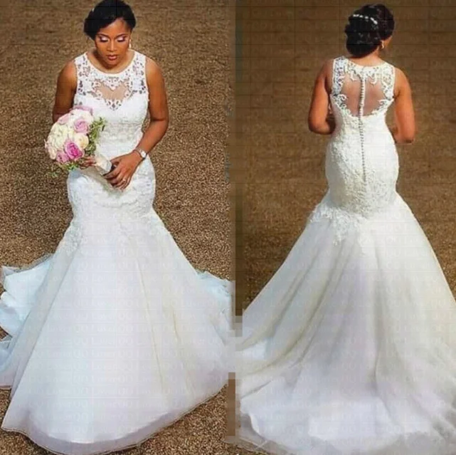 Women's Clothing Sets Fashion Essentials Custom Made Mermaid Lace Africa Wedding Dresses Long Appliques Gown