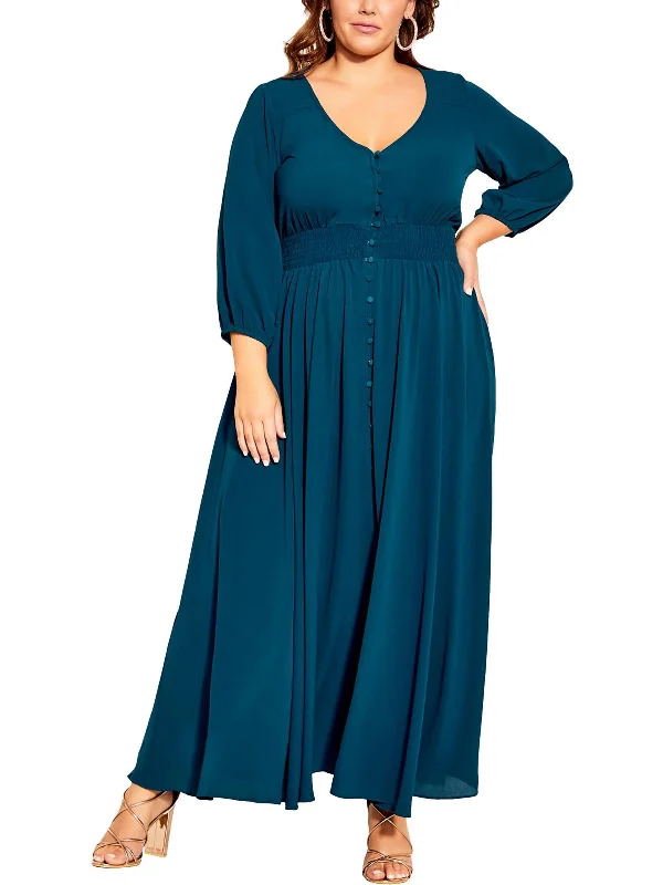 Sustainable Women's Clothing Big Savings Plus Womens Smocked Polyester Maxi Dress