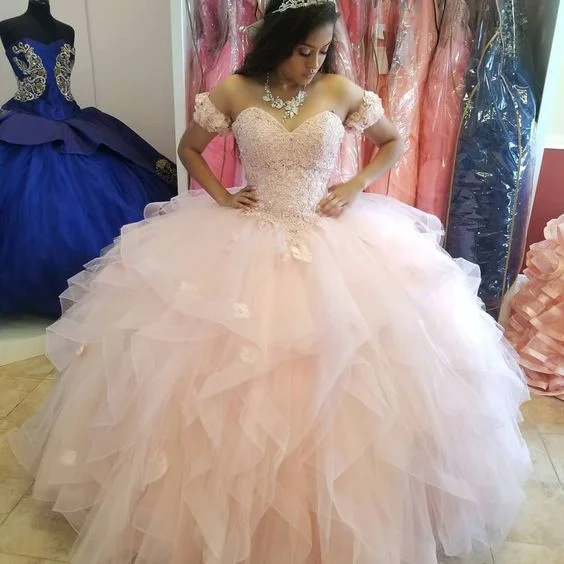 Women's Comfortable Garments Stylish Looks Sweetheart Pink Ball Gown,Charming Prom Dress   cg14171