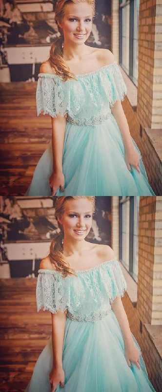 Women's Evening Apparel Limited - Time Bundle Princess Off the Shoulder Mint Green Ball Gown Sweet 16 Dress Prom Dresses   cg13893