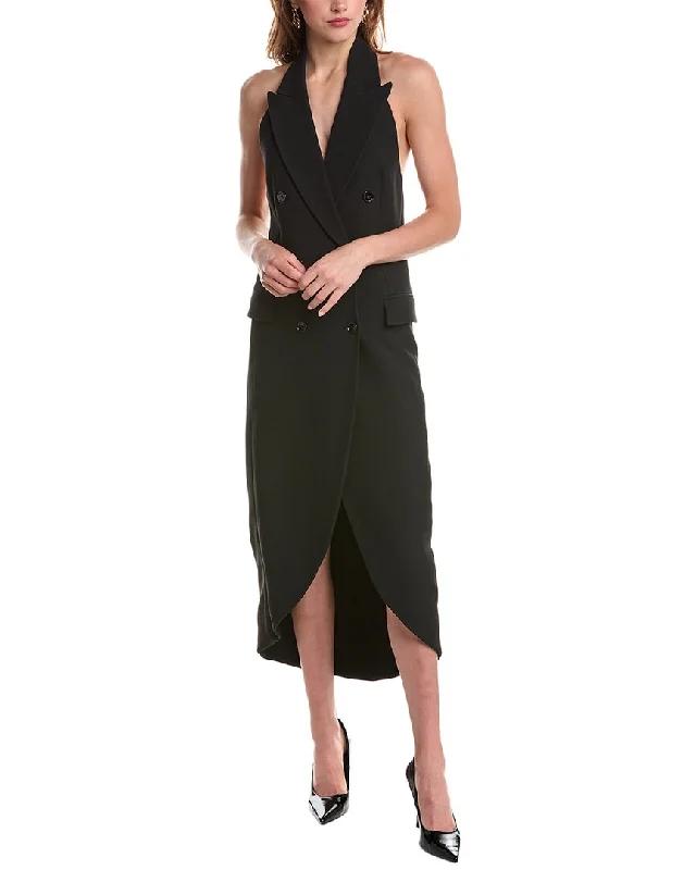 Women's Functional Outdoor Garments Fashion Deal Michael Kors Collection Sable Halter Tuxedo Midi Dress