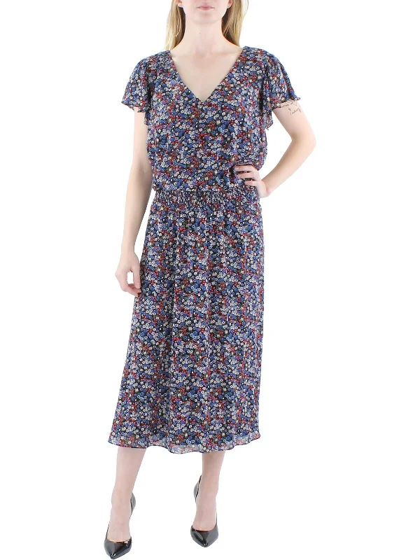 Women's High-End Clothing Special Occasion Wear Plus Womens Floral Midi Midi Dress