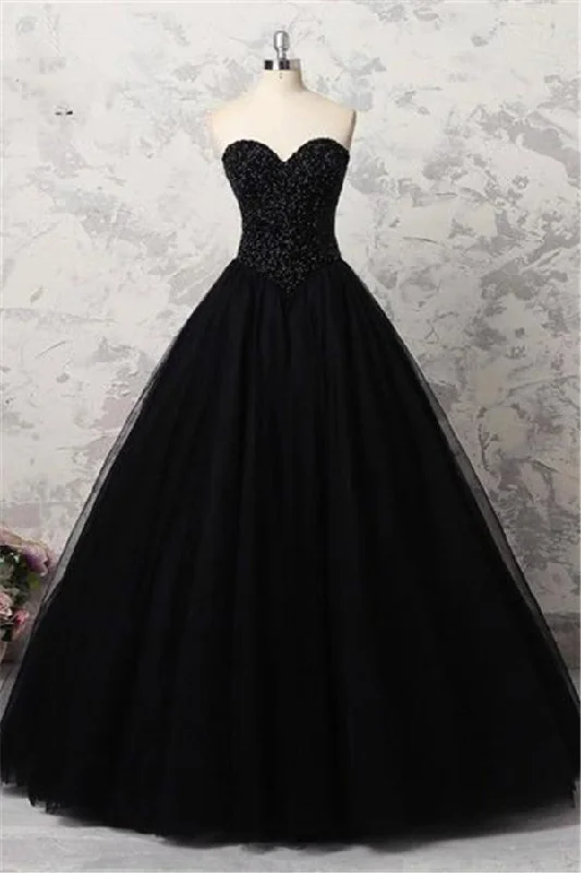 Women's Active Outfit For Fitness Lighten Up With Nordic Styles Sweetheart Black Crystals Prom Dresses Strapless Ball Gown Wedding Dresses