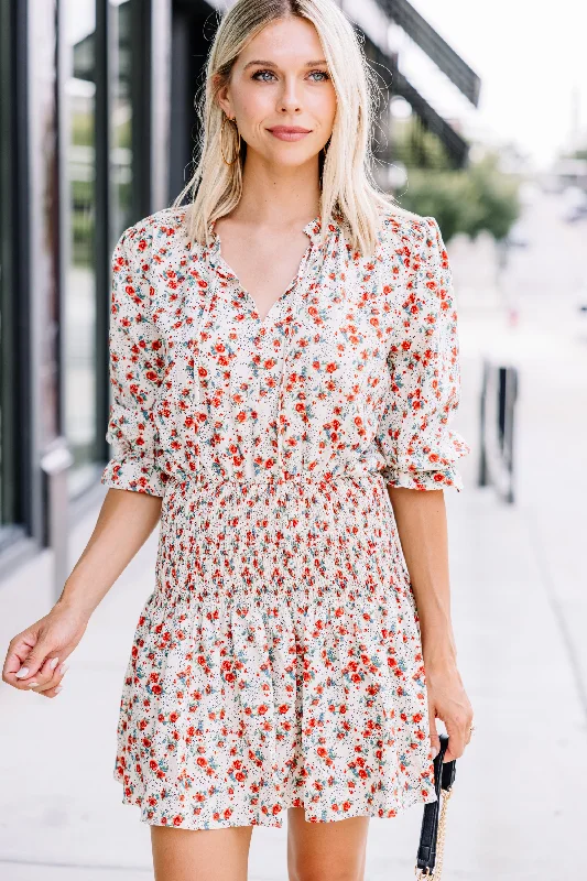 Women's Plus-Size Apparel Big Savings On Rustic Countryside Styles Forever Yours Sand White Ditsy Floral Dress