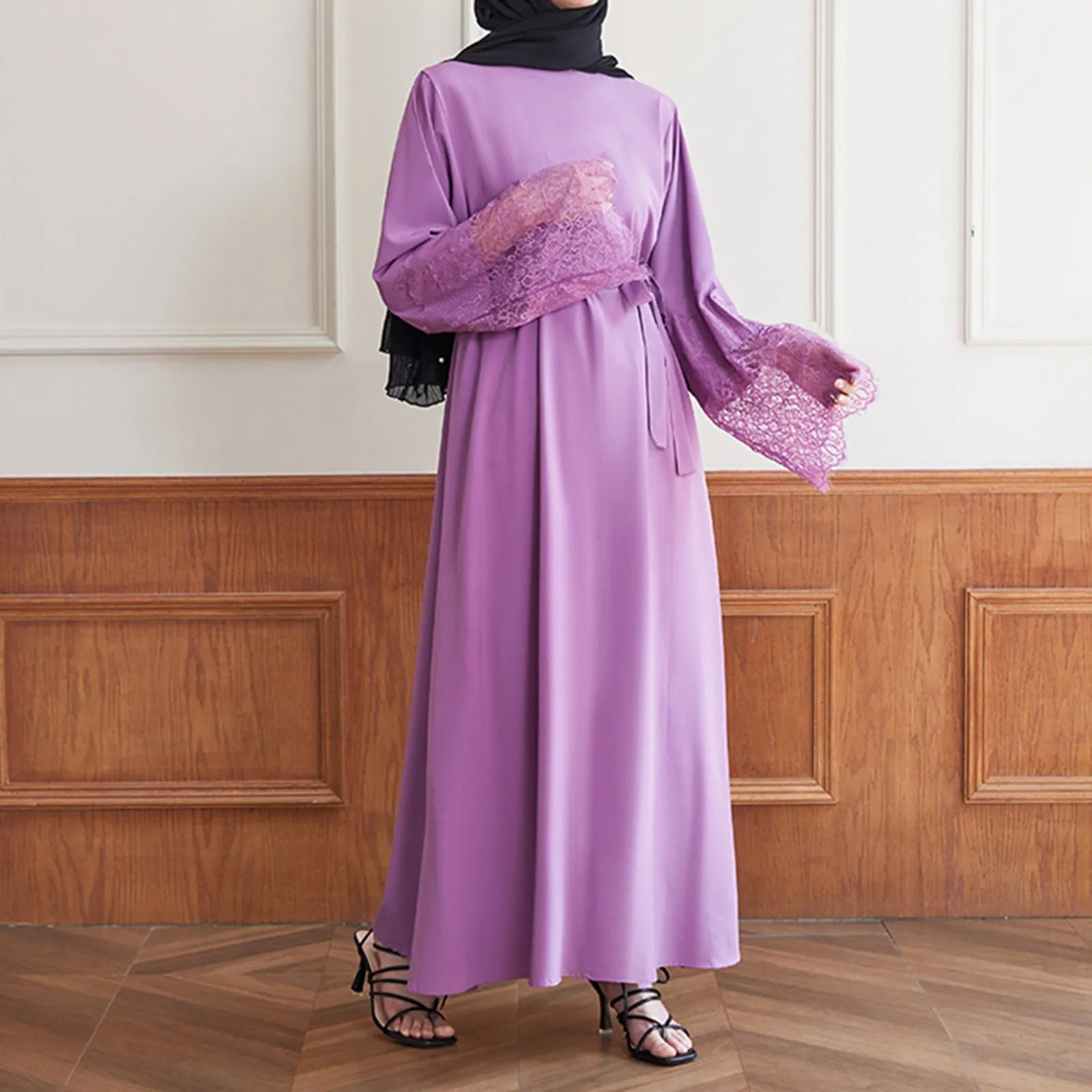 Women's Work Outfit Special Offer JuliaFashion - Women's Muslim Long Sleeve Vintage Pullover Abaya Prayer Clothes Sunday For Women Lace Solid Ramadan Robes Moroccan Dress