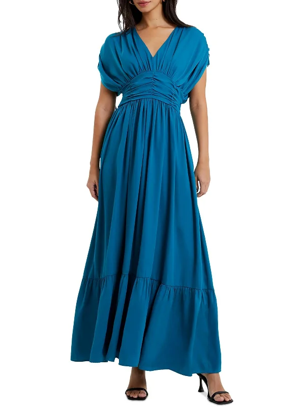 Women's Resort Attire Feminine Soft - Hued Styles Womens Ruched Polyester Maxi Dress