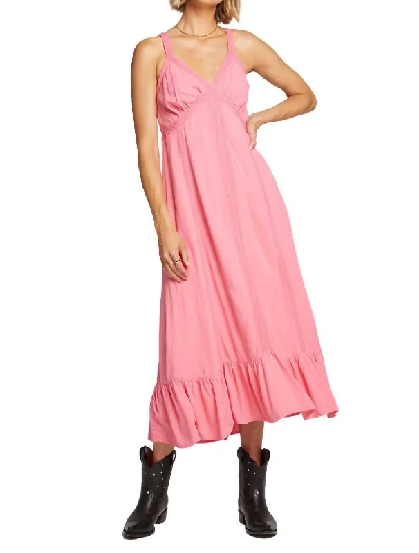 Vintage-Inspired Women's Apparel Hot Styles Priscilla Midi Dress In Wild Rose Dobby