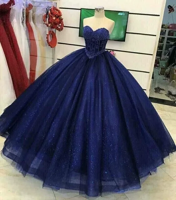 Women's Outerwear Attire Winter Warm - Up Sale Gorgeous Beading Sweetheart neck Tulle Quinceanera Dresses, Blue Ball Gown Prom Dress   cg14546