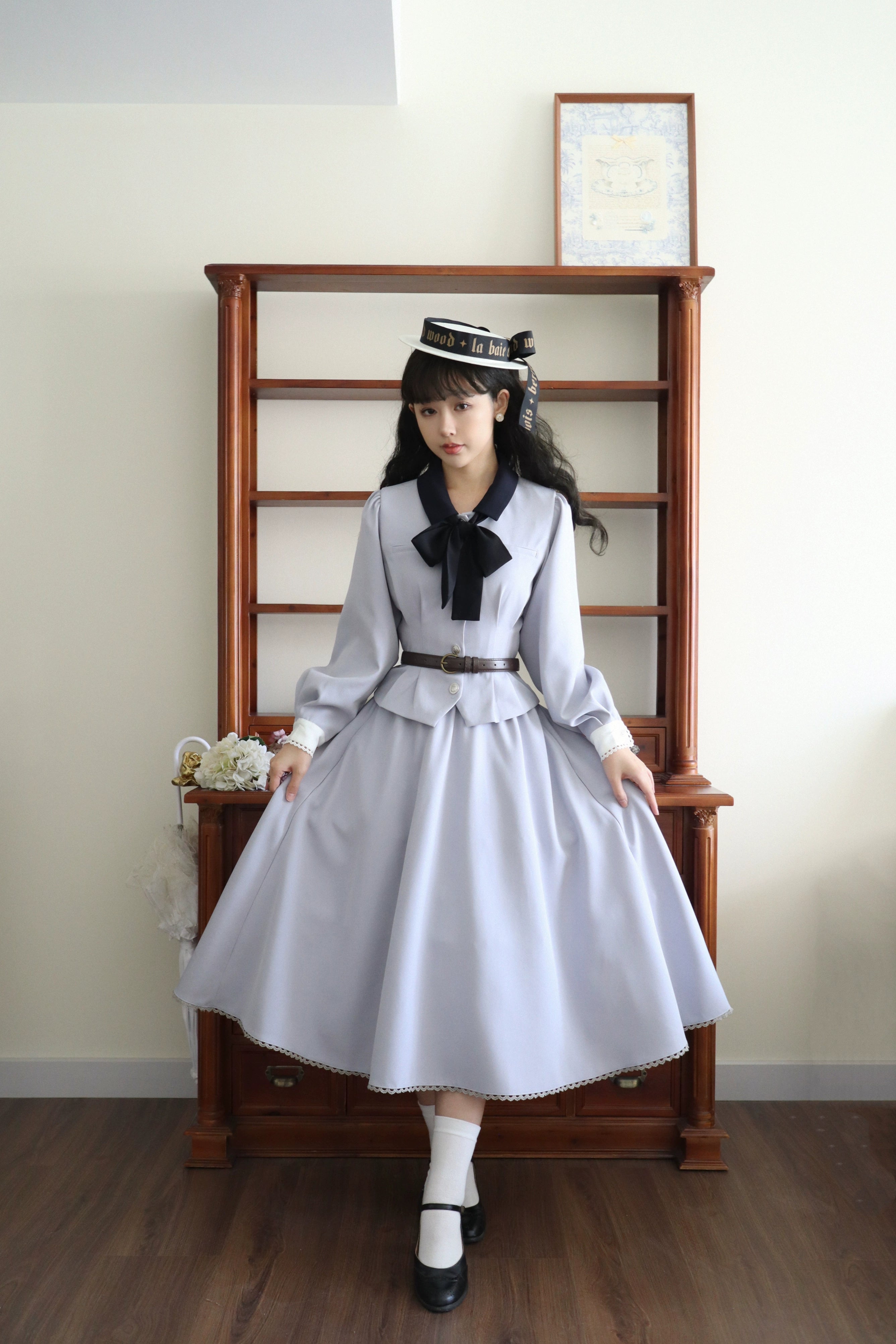 Women's High-Fashion Clothes Fashion Deal Sweet Wood~Daily Lolita Skirt Set Long sleeve Coat Dress Set