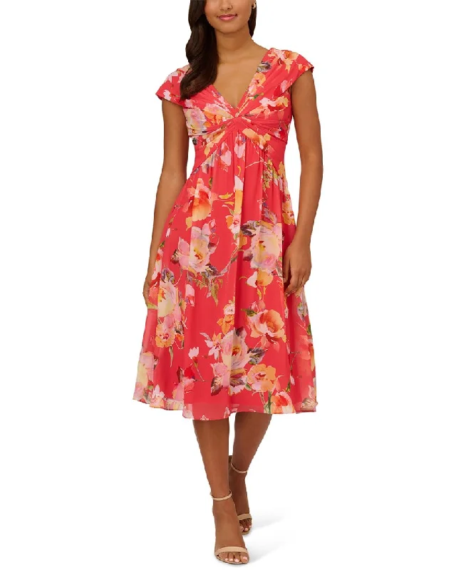 Women's Comfortable Lounge Attire Elevate Your Wardrobe Adrianna Papell Printed Front Twist Midi Dress