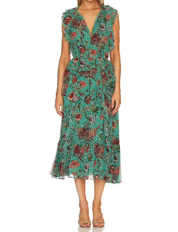 Women's Stylish Professional Apparel End Of Season Sale Adrienne Midi Dress In Garden Bloom