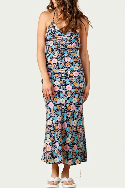 Stylish Outerwear Clothes For Women Exclusive Sale Freesia Floral-Print Maxi Dress In Navy Floral