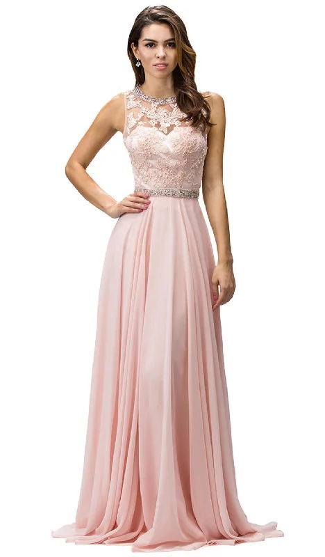 Vintage-Inspired Women's Apparel Chic Outfits Dancing Queen - 9281 Sleeveless Open Back Chiffon Long Prom Dress