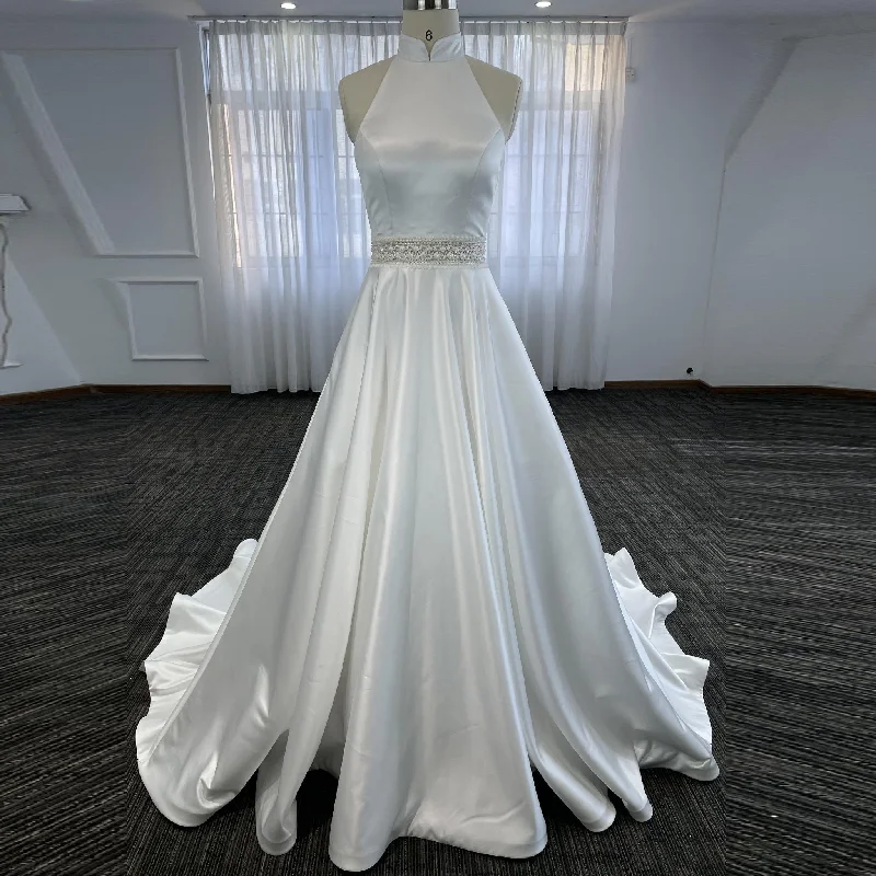 Luxury Women's Clothing Limited-Time Offer Turtle Oneck High-neck Wedding Dresses With Open Back