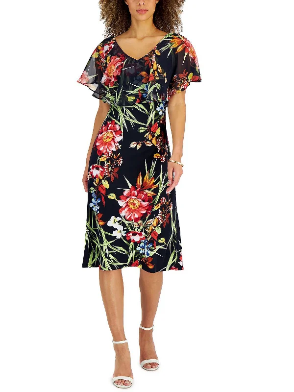 Women's Office Attire Mother'S Day Special Petites Womens Floral Calf Midi Dress