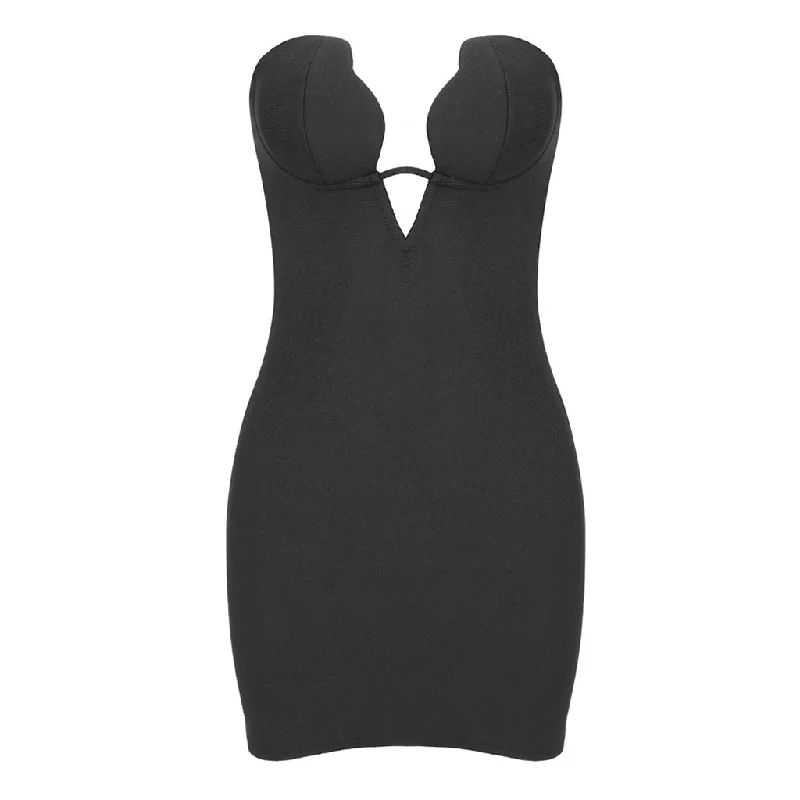 Women's Party Clothes Hot Trends Sexy Strapless Deep V Cut Out Bustier Bodycon Bandage Mini Party Dress