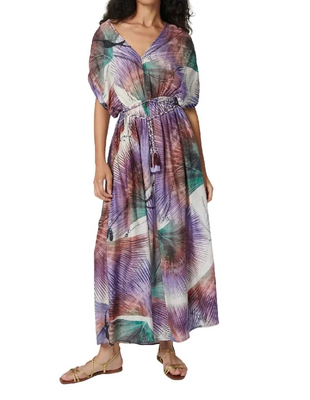 Women's Formal Event Attire Latest Fashion Ginger Maxi Dress In Palm Dye Lilac