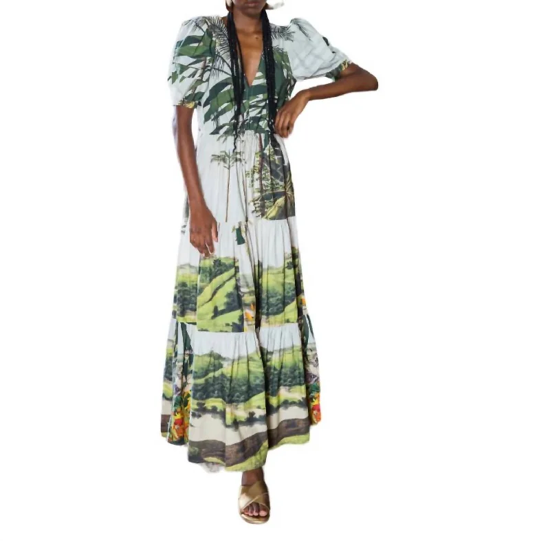 Vintage-Inspired Garments Stylish Spring Fashion Solana V-Neck Maxi Dress In Landscape