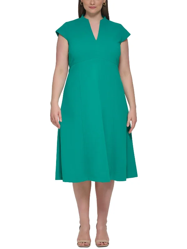 Women's Outdoor Attire Exclusive Sale Plus Womens Below Knee A-Line Midi Dress