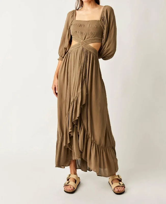 Plus-Size Women's Garments End Of Season Sale Cross My Heart Maxi Dress In Olive Stone