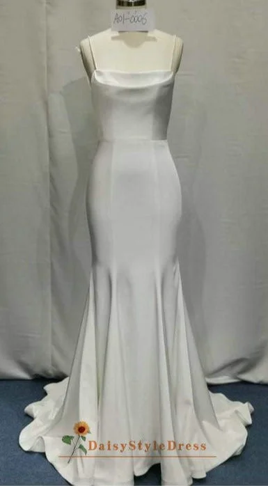 Casual Garments For Women Exclusive Discount Sexy Back Fit and Flare Square Neckline Wedding Dress