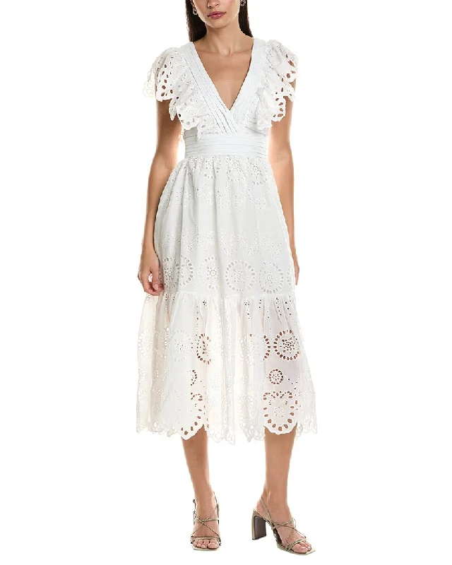 Women's Trendy Attire Stylish Savings REVERIEE Eyelet Maxi Dress