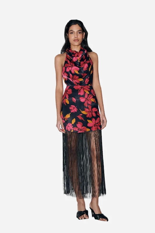 Women's Fashion-Forward Apparel First Order Discount Saylor Addilynne Midi Dress in Floral Fringe